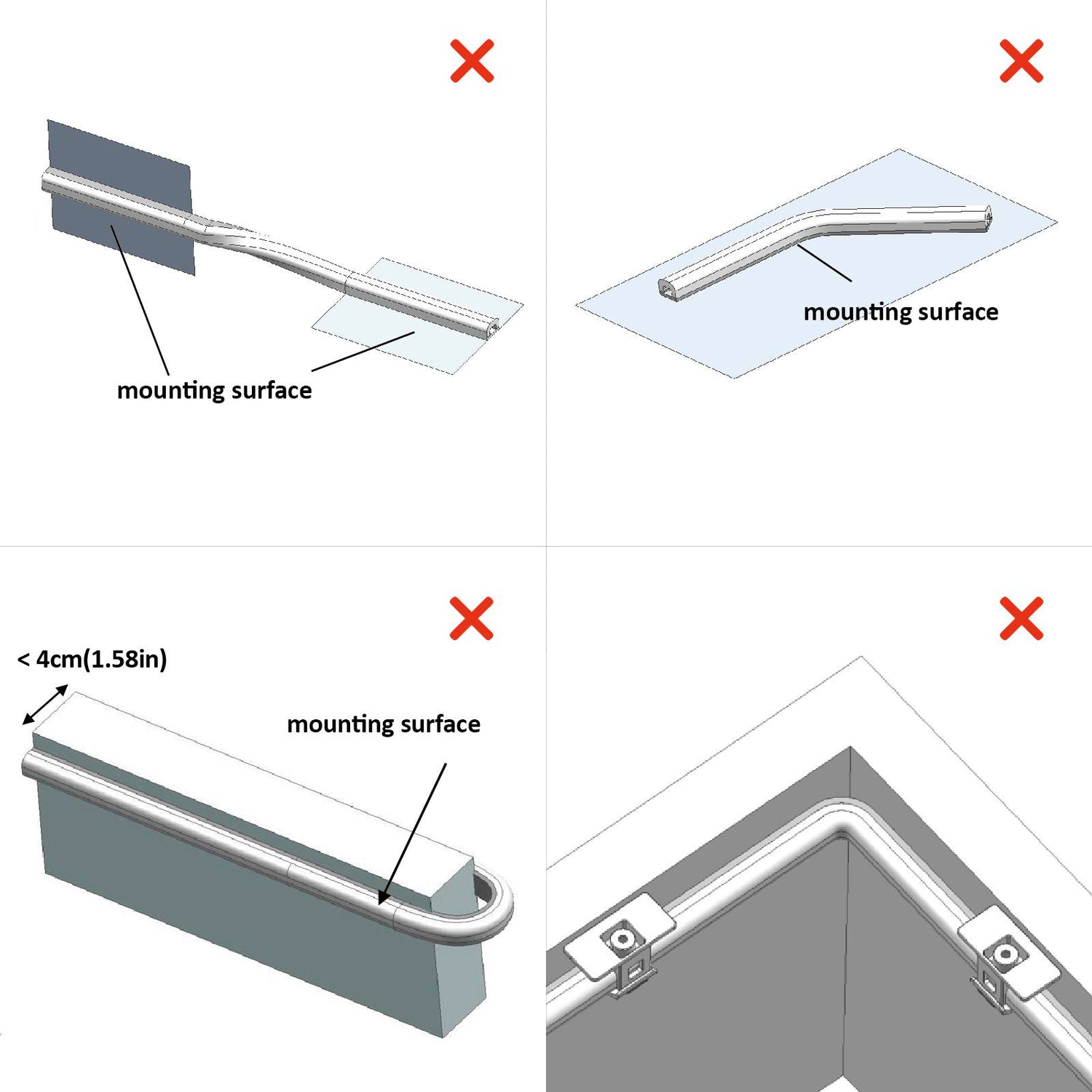 led pool light strips mounting shape