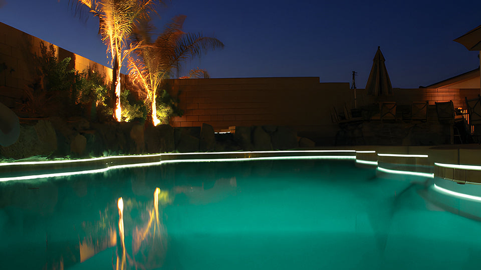 pool lights project at night
